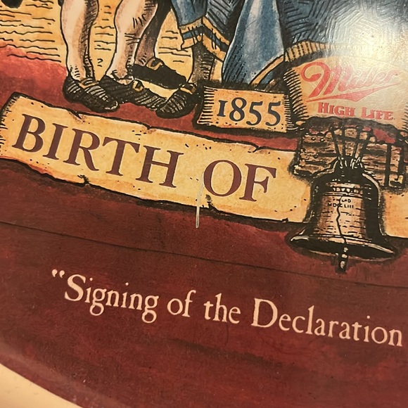 Miller Birth Of A Nation Declaration Of Independence Metal Serving Platter Tray - Picture 2 of 7